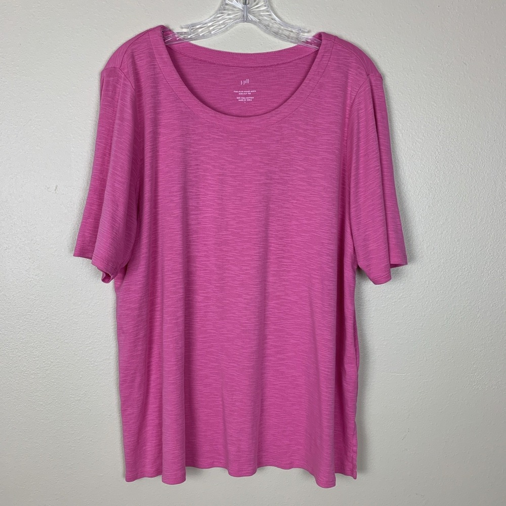 J Jill Pima Slub Scoop Neck Short Sleeve Tunic Tee Pink Size L Lagenlook